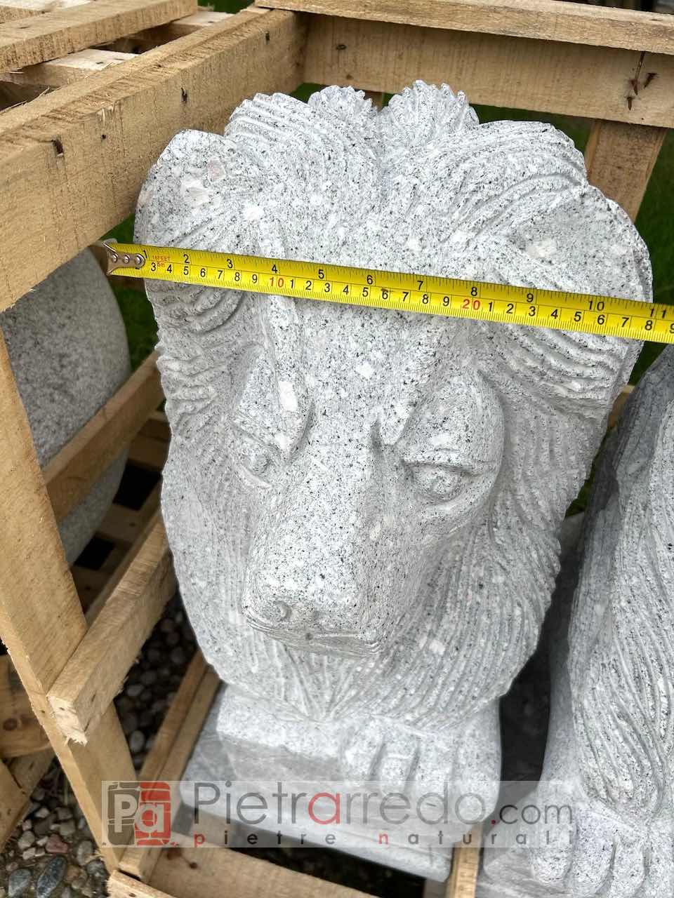 Sitting lion in hand-carved granite pietrarredo stone garden offers for sale