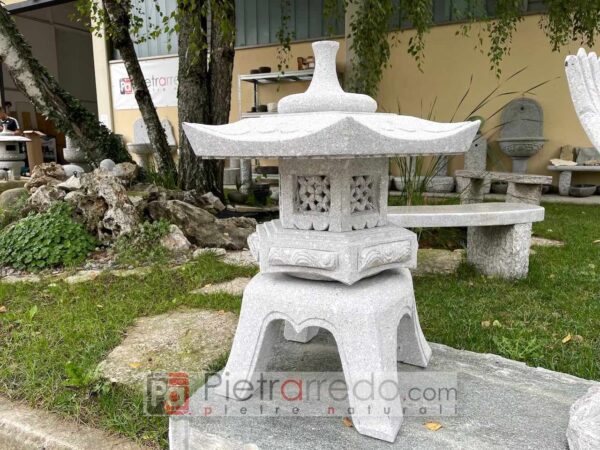 lanterna giapponese in pietra granito Rokkaku Yukimi altezza 90 cm in offerta per giardini zen giapponesi pietrarredo Parabiago Milano Italia Stone prezzo