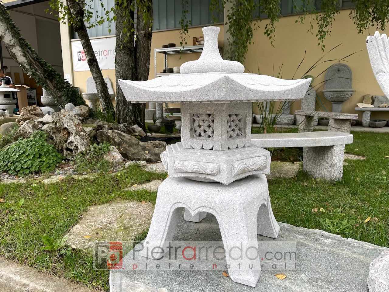 lanterna giapponese in pietra granito Rokkaku Yukimi altezza 90 cm in offerta per giardini zen giapponesi pietrarredo Parabiago Milano Italia Stone prezzo