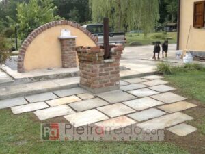 QUADRETTONI LUSERNA SU TERRA camminamenti in pietra per prati e viali pietrarredo prezzo costo mattonelle sasso stone garden