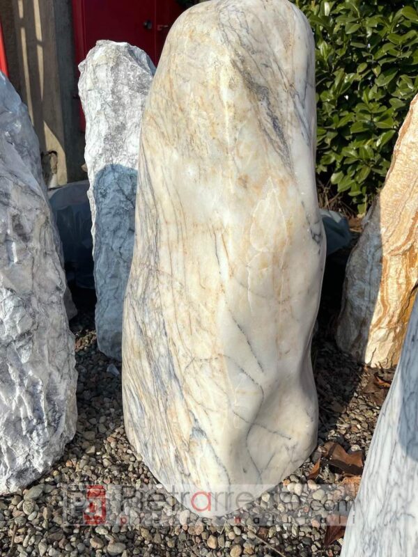 monolith work of art in polished Carrara type stone tips for garden furniture pietrarredo cost sale