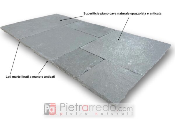 offerta pavimento pietra kota blue alla romana quadrato rettangolo esterno bello grigio anticato offerta pietrarredo italy stone