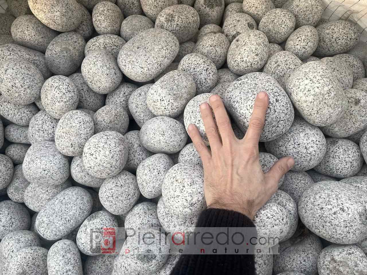 pebble salt white pepper Montorfano granite round spherical stone garden garden furniture price cost pietarrredo