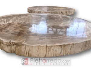 Couchtischgestell aus versteinerten fossilen Holzplatten für runden Couchtisch Pietrarredo-Preis