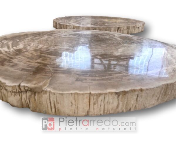 Couchtischgestell aus versteinerten fossilen Holzplatten für runden Couchtisch Pietrarredo-Preis