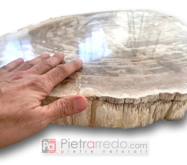 base de table basse en plaques de bois fossile pétrifié pour table basse ronde prix pietrarredo