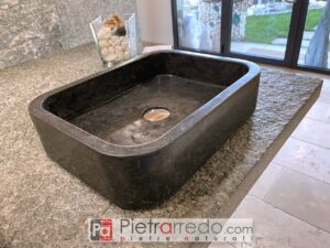 beau lavabo de salle de bain rectangulaire à poser en marbre noir mod 33 45 x 35 cm prix pietrarredo
