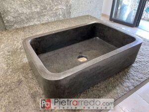 lavabo rettangolare grigio nero in sasso pietra 40 x 60cm prezzi offerte naturale onsale pietrarredo da bagno prezzo costo