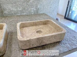 lavello lavabo da bagno marmo pietra naturale lucida rettangolare 45cm x 35 cm colore grigio beige prezzo costo pietrarredo mod 31
