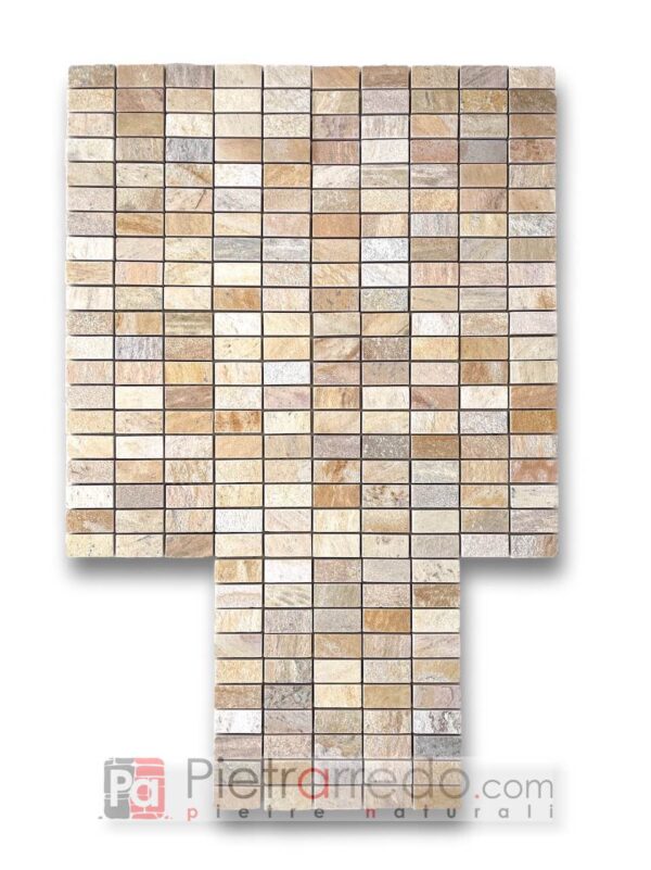 mosaico su rete mosaici giallo quarzite brasiliana tessere in pietra naturale piatti doccia offerta pietrarredo on sale