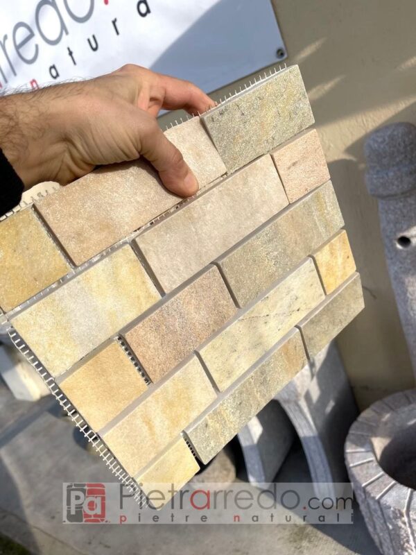 offer mosaic on yellow quartzite mesh price cost brazilian pietrarredo parabiago milan