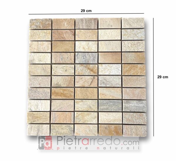 offerta mosaico in pietra gialla brillante quarzite brasiliana pietrarredo milano