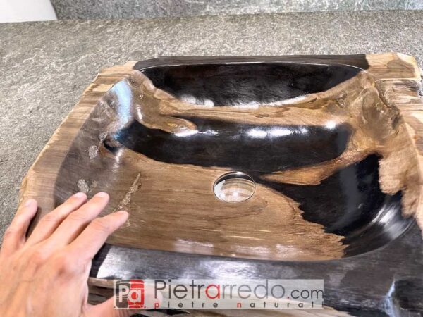 elegant bathroom sinks in real natural fossilized wood discounted prices pietrarredo milano
