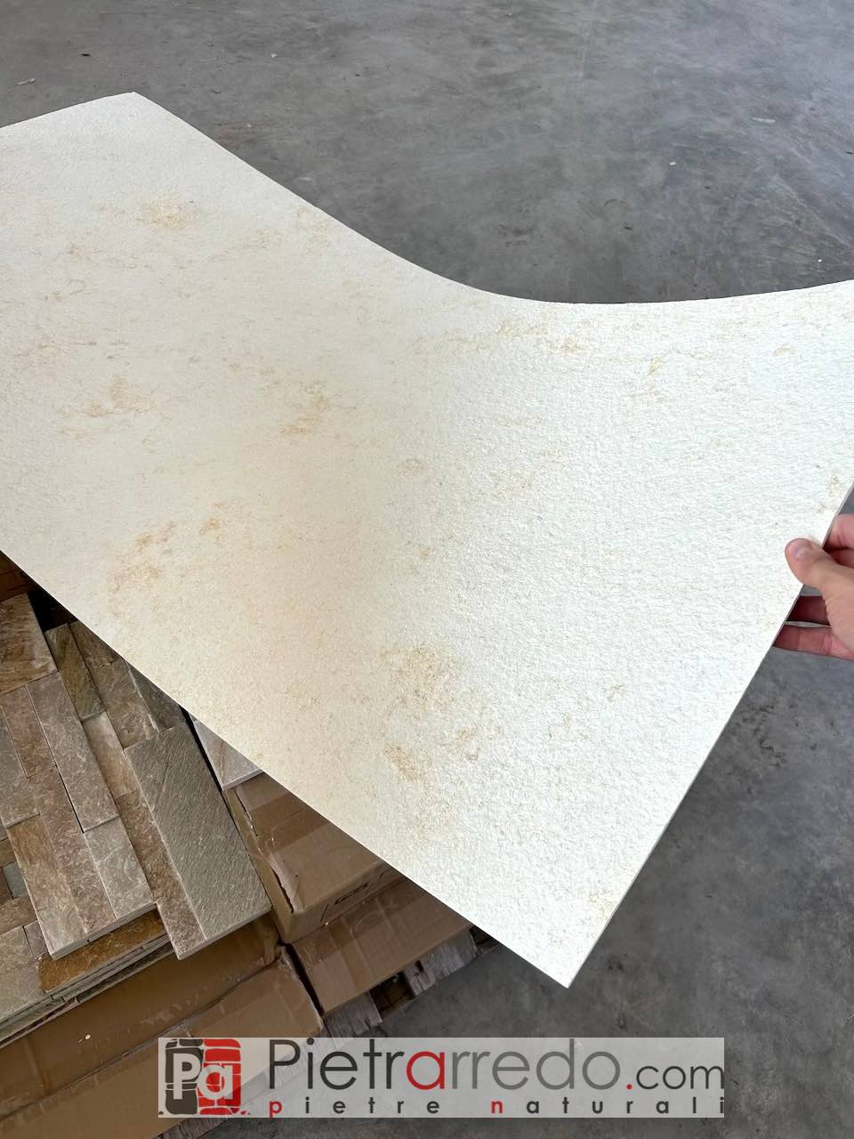 Rivestimento in pietra ” FOGLIO ATLANTIC WHITE” 122 cm x 61 cm – FLEX