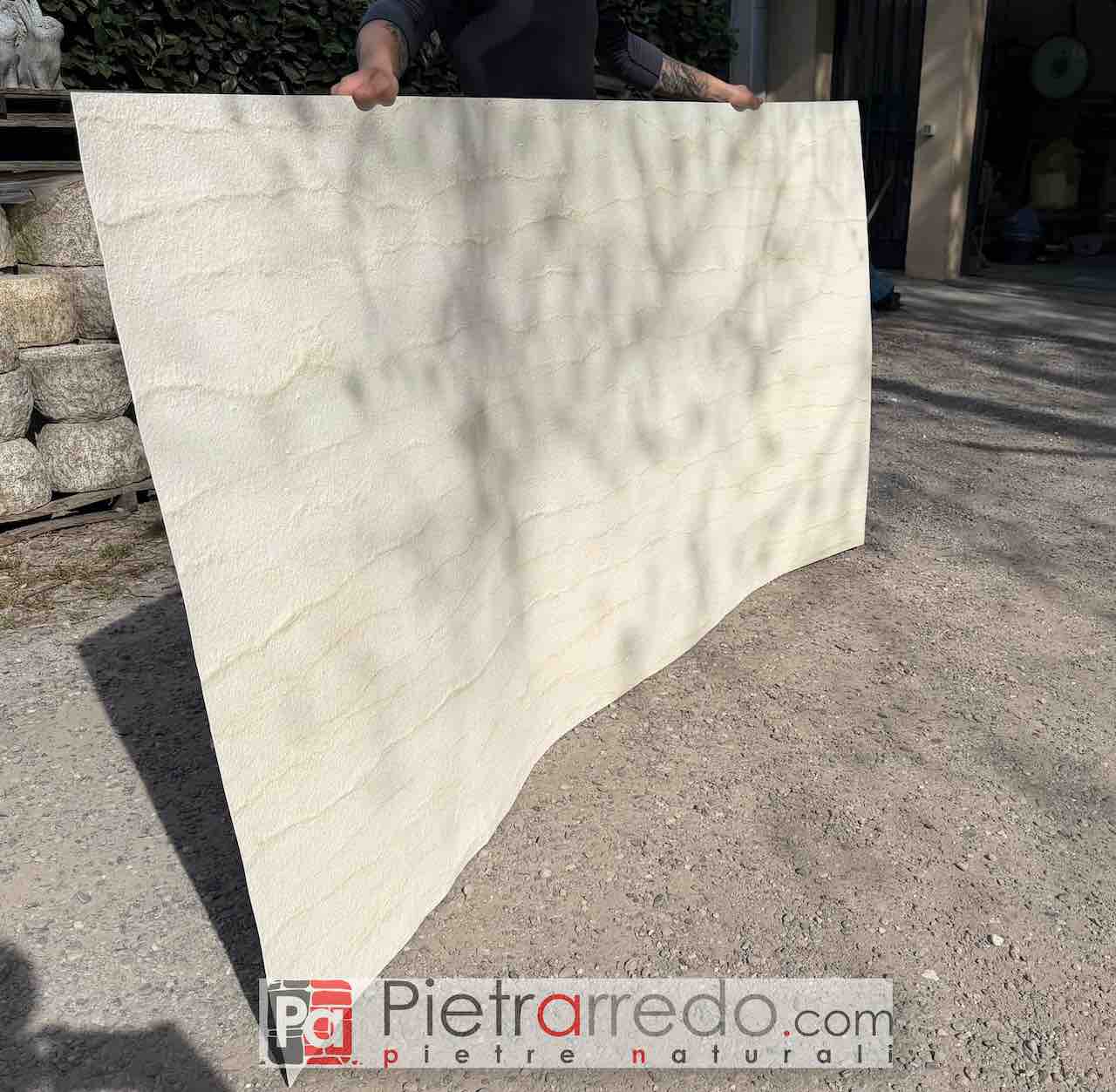 foglio flessibile in pietra naturale Cream colore beige bianco chiaro per rivestimento muri e pareti e legno impiallacciatura, prezzo costo Pietrarredo Milano stone